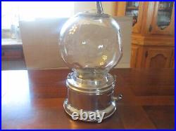 Vintage Ford 1 Cent Gum Ball Machine Stainless Steel Glass Globe Key Club