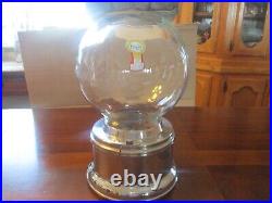 Vintage Ford 1 Cent Gum Ball Machine Stainless Steel Glass Globe Key Club