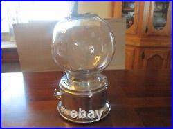 Vintage Ford 1 Cent Gum Ball Machine Stainless Steel Glass Globe Key Club