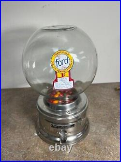 Vintage Ford 1 Cent Penny Gumball Machine 8 Diameter Globe by 12 Tall