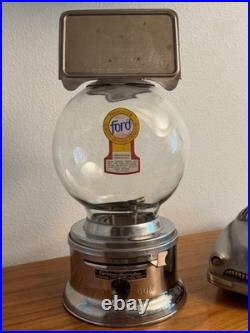 Vintage Ford Dealership Countertop Gumball Machine Glass Globe Chrome Works