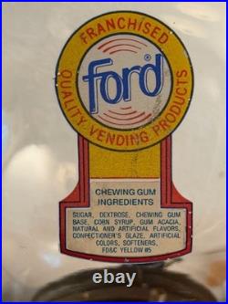 Vintage Ford Dealership Countertop Gumball Machine Glass Globe Chrome Works