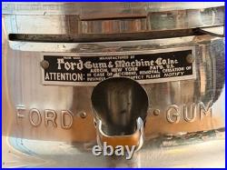 Vintage Ford Dealership Countertop Gumball Machine Glass Globe Chrome Works