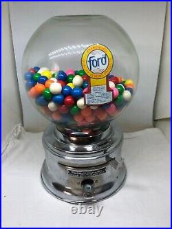 Vintage Ford Gum Ball Machine 1 Cent Gum Collectable Glass Globe Metal Works