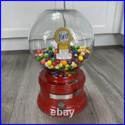 Vintage Ford Gum Ball Machine 1 Cent Penny Glass Globe Test Working Key Lock Red