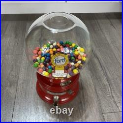 Vintage Ford Gum Ball Machine 1 Cent Penny Glass Globe Test Working Key Lock Red