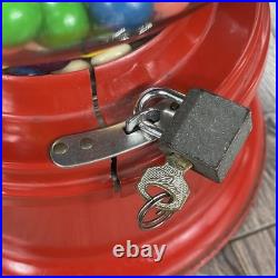Vintage Ford Gum Ball Machine 1 Cent Penny Glass Globe Test Working Key Lock Red