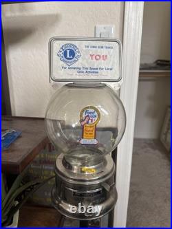 Vintage Ford Gum Ball Machine Penny Glass Silver 1 One Cent Globe