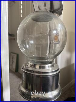Vintage Ford Gum Ball Machine Penny Glass Silver 1 One Cent Globe