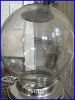 Vintage Ford Gum Ball Machine Penny Glass Silver 1 One Cent Globe