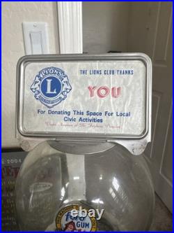 Vintage Ford Gum Ball Machine Penny Glass Silver 1 One Cent Globe