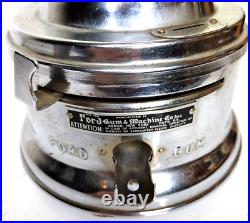 Vintage Ford Gum Dispensing Machine Stainless Steel w Glass Globe & Sign Holder
