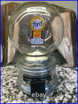 Vintage Ford Gum Gumball Machine Glass Globe with Original Lock & key