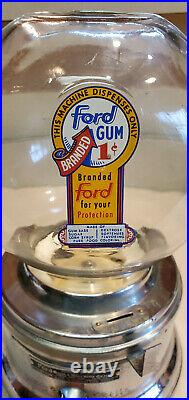 Vintage Ford Gum Machine Co. Inc. Gum Ball Machine 1 Cent Dispenser with Key