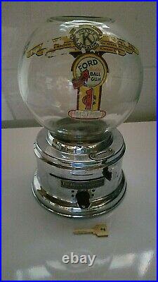 Vintage Ford Gumball 1 Cent Machine Glass Globe
