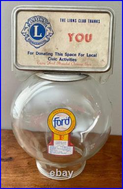 Vintage Ford Gumball Machine Glass Globe Flat Spot with Topper