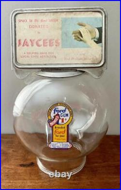 Vintage Ford Gumball Machine Glass Globe Flat Spot with Topper