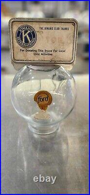 Vintage Ford Gumball Machine Glass Globe Flat Top with Topper