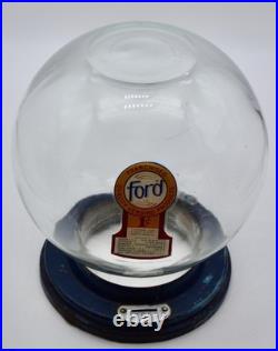 Vintage Ford Gumball Machine Glass Globe and Coin Slot Collar 1 Cent