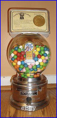 Vintage Ford Gumball Machine One Cent Penny Gum Ball Vending Antique chrome