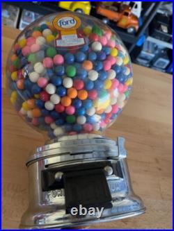 Vintage Ford Gumball Stainless Steel Machine Ten Cent Vending Machine