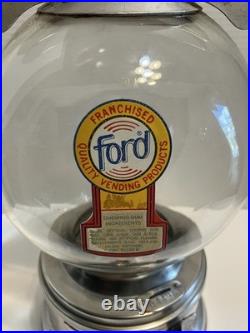 Vintage Ford Penny Gumball Machine Glass Globe Lock and Key