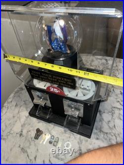 Vintage Fortune Telling Wizard Gumball Vending Machine Double Slots WORKS GREAT