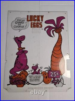 Vintage Fred Flintstone Lucky Eggs Vending Machine Plexiglass Front Marquee RARE