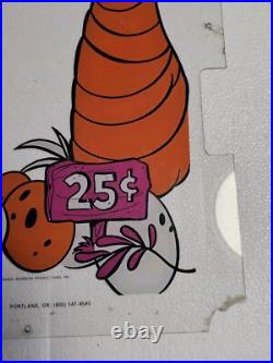 Vintage Fred Flintstone Lucky Eggs Vending Machine Plexiglass Front Marquee RARE