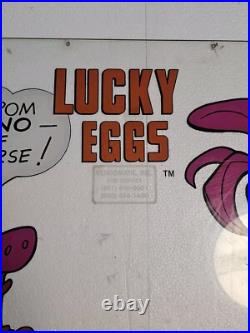Vintage Fred Flintstone Lucky Eggs Vending Machine Plexiglass Front Marquee RARE