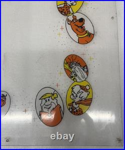 Vintage Fred Flintstone Lucky Eggs Vending Machine Plexiglass Side Marquee