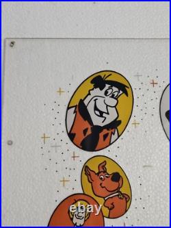 Vintage Fred Flintstone Lucky Eggs Vending Machine Plexiglass Side Marquee RARE