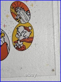 Vintage Fred Flintstone Lucky Eggs Vending Machine Plexiglass Side Marquee RARE