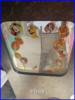 Vintage Fred Flintstone Lucky Eggs Vending Machine Plexiglass Side Marquee RARE