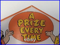 Vintage Fred Flintstone Lucky Eggs Vending Machine Plexiglass Top Marquee RARE