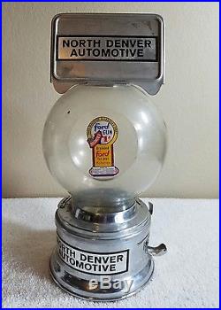 Vintage Genuine Ford Gumball Candy Machine Coin Op Penny Vending