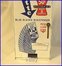 Vintage Gillette Razor Blades Coin Operated Vending Machine Dispenser