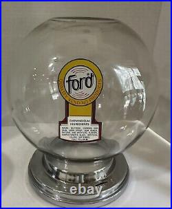 Vintage Glass Globe Ford Penny One Cent Gumball Machine Ford Gum USA Made EUC