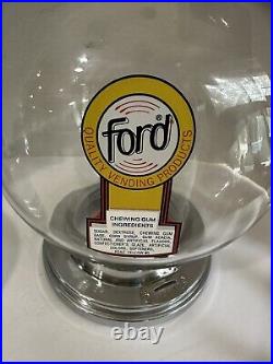 Vintage Glass Globe Ford Penny One Cent Gumball Machine Ford Gum USA Made EUC