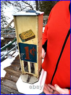 Vintage Griswold Safety Matches Vending Machine Coin Operated Advert Sign