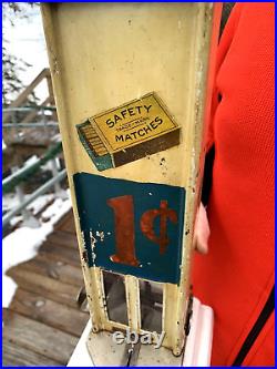 Vintage Griswold Safety Matches Vending Machine Coin Operated Advert Sign