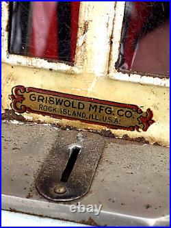 Vintage Griswold Safety Matches Vending Machine Coin Operated Advert Sign