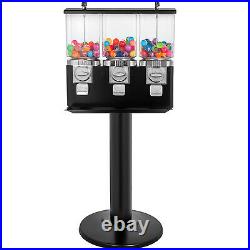 Vintage Gumball Bank Bubble Gum Candy Vending Machine 3 Head Metal Stand Black