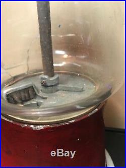 Vintage Gumball Machine. 1 Cent Silver King. Original Red Paint And Key. 1940s