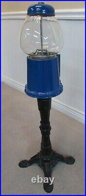 Vintage Gumball Machine, Cast Iron, Blue, Works