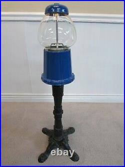 Vintage Gumball Machine, Cast Iron, Blue, Works