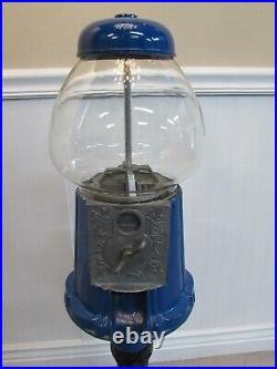 Vintage Gumball Machine, Cast Iron, Blue, Works
