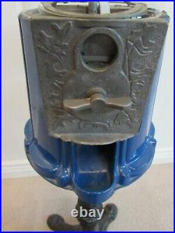 Vintage Gumball Machine, Cast Iron, Blue, Works