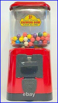 Vintage Gumball Machine Red 1 Cent Penny Gumball Machine (Tested & Working)