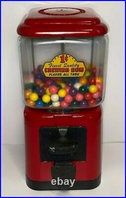 Vintage Gumball Machine Red 1 Cent Penny Gumball Machine (Tested & Working)